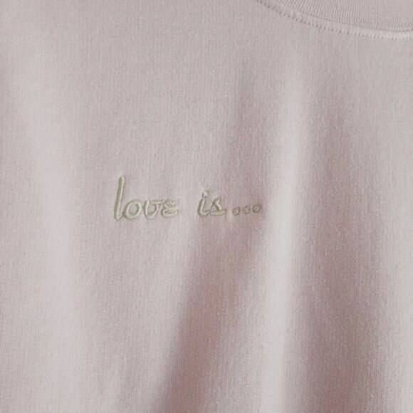 LOVE IS DOPE AS HELL Crewneck Sweatshirt Pink Men's Sz S Flawed - Picture 3 of 9